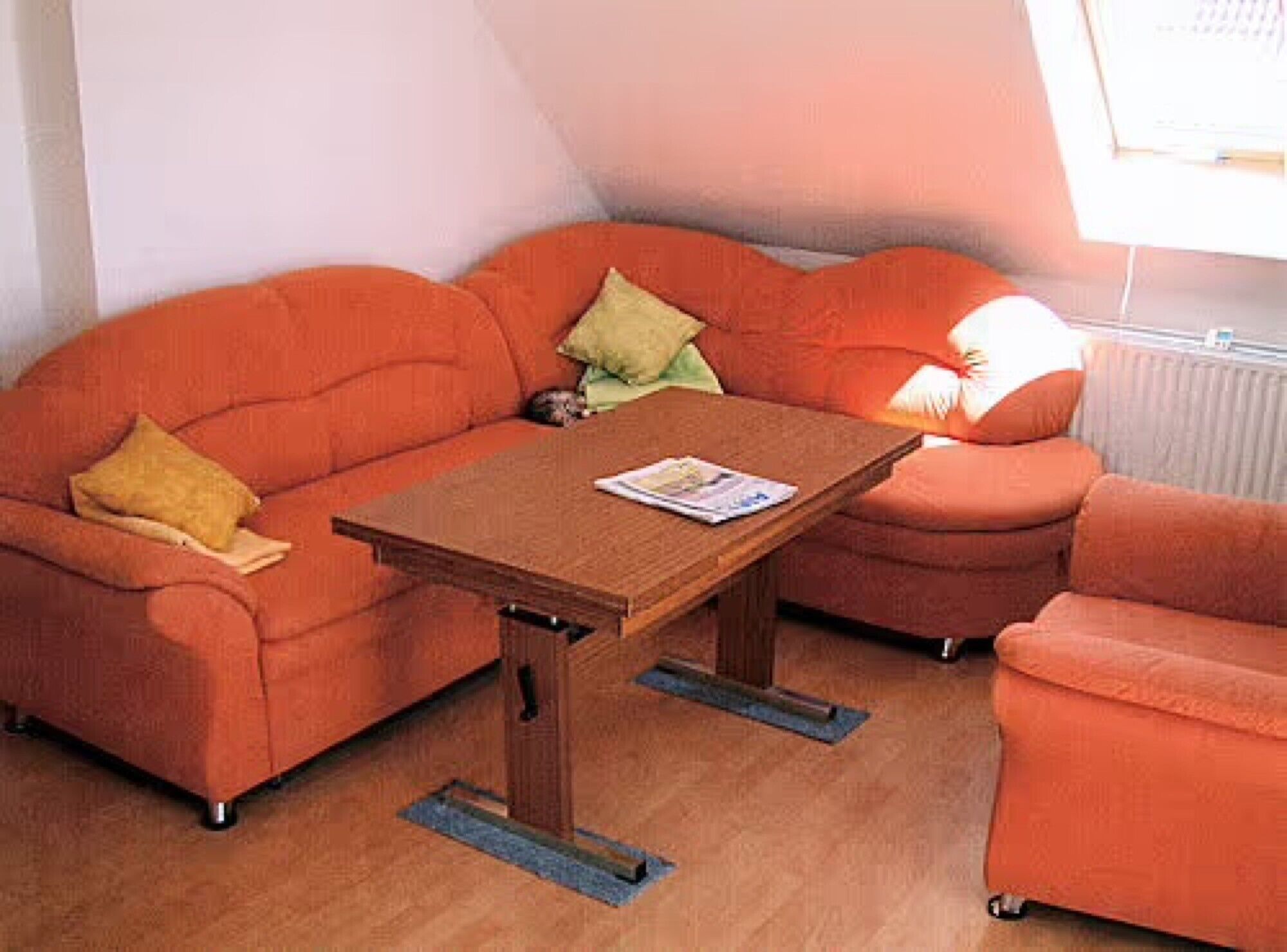 Tv, eldstad, dvd-spelare och ett bordtennisbord