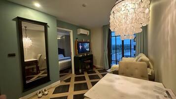 In-room safe, desk, laptop workspace, iron/ironing board