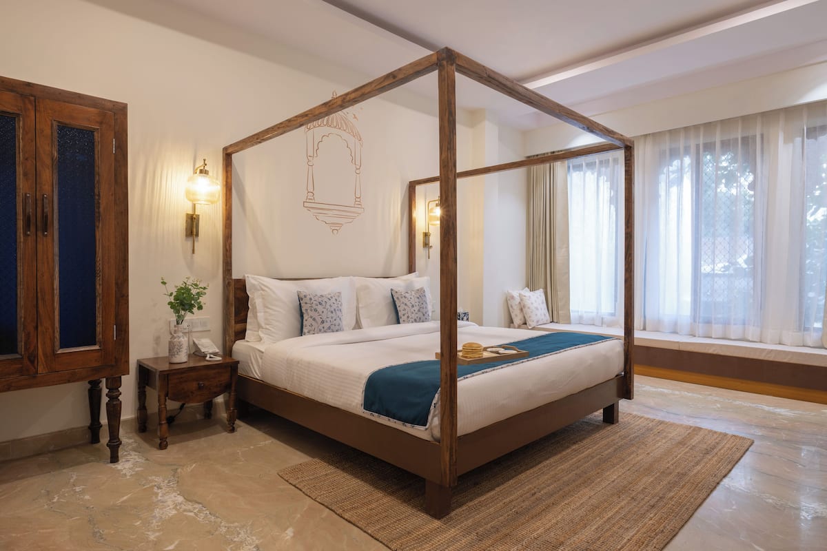 Habitació doble prèmium, vistes al pati | 1 dormitori, llençols de cotó egipci i roba de llit d'alta qualitat