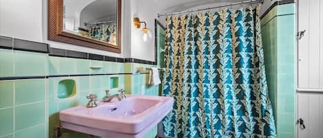Douche, séchoir à cheveux, serviettes fournies