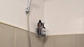 Regadera, bidet, toallas, jabón