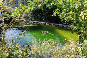 Una piscina techada, una piscina al aire libre