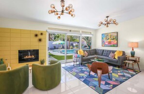 TV, fireplace, offices