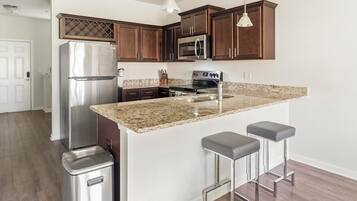 Fridge, dining tables