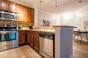 Fridge, dining tables