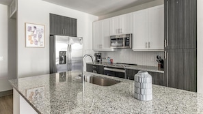 Fridge, dining tables - Landing | Incredible 1BD, Pool, Gym (McKinney)