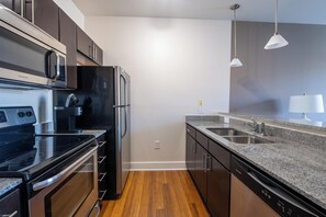 Fridge, dining tables