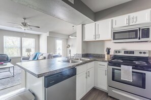 Fridge, dining tables