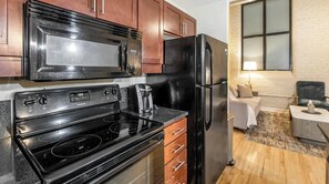 Fridge, dining tables