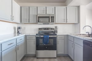 Fridge, dining tables