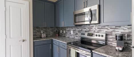 Fridge, dining tables