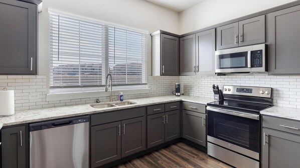 Fridge, dining tables