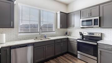 Fridge, dining tables