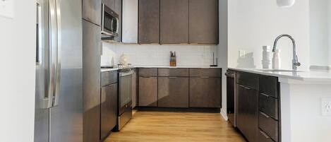 Fridge, dining tables