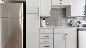 Fridge, dining tables