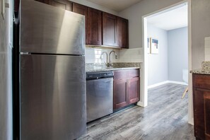 Fridge, dining tables