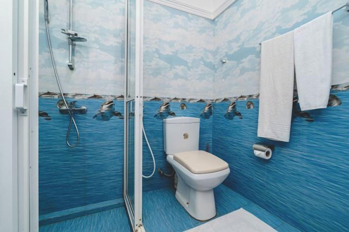Bathroom | Shower, free toiletries, hair dryer, towels