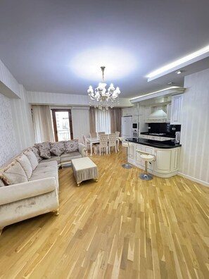 Deluxe Condo, City View | Living area - Azure by residences (Baku)