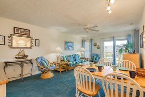 TV, DVD player - Sunrise views from this second floor oceanfront condo in Duck NC! (Duck)