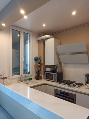 Kühlschrank, Mikrowelle, Ofen, Herdplatte