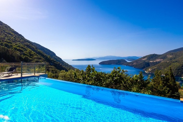 Private pool and terrace with sea views