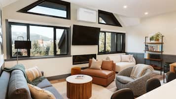 TV connectée, cheminée, chaßne hi-fi