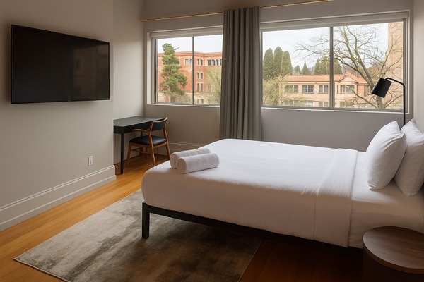 Deluxe Quadruple Room, 2 Queen Beds, Mountain View | Premium bedding, down duvets, individually decorated