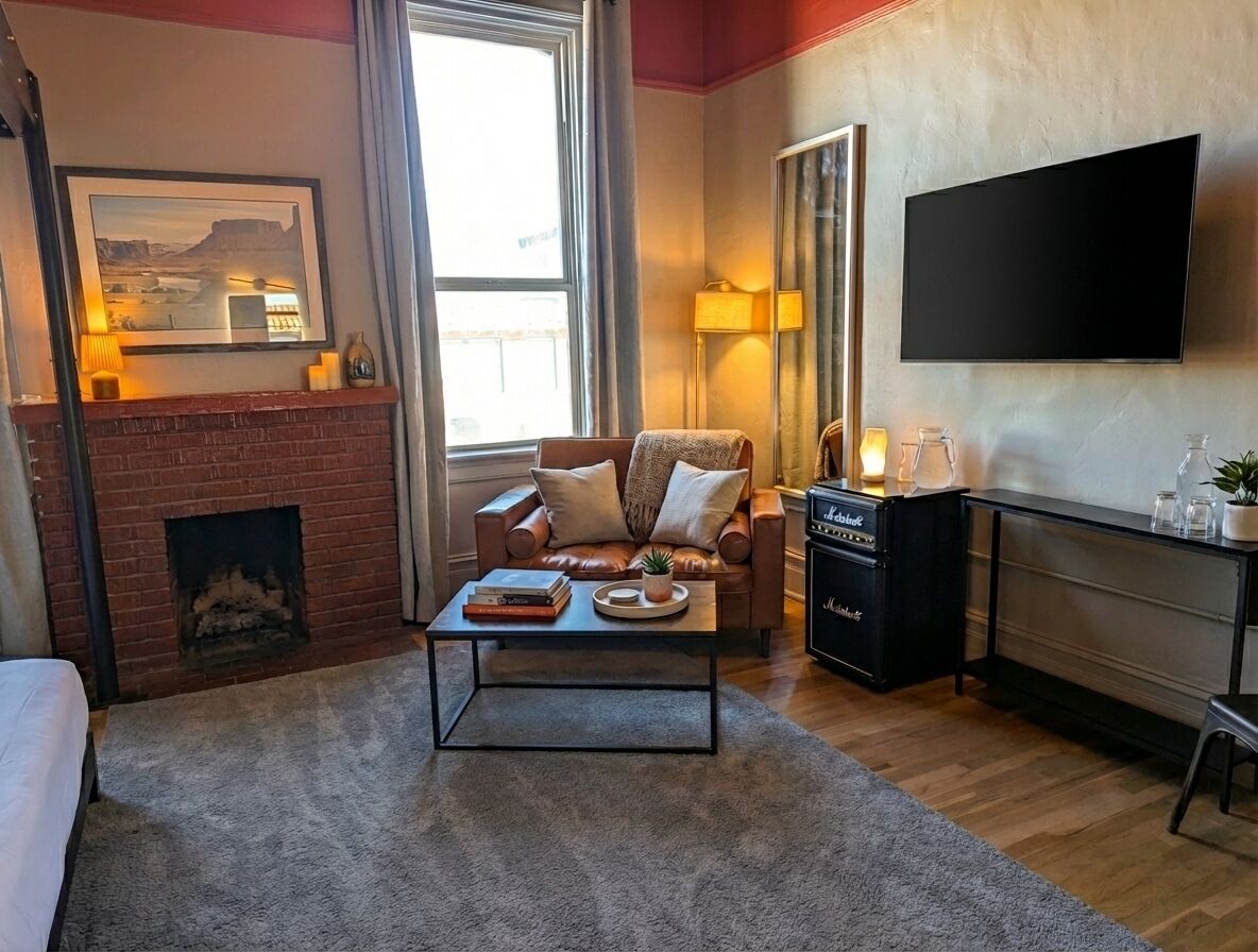 プレミア ダブルルーム キングベッド 1 台 冷蔵庫 | ストリート ビュー