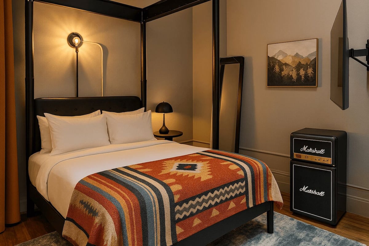 Chambre Double « Premier », 1 grand lit, réfrigérateur