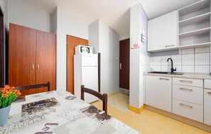 Fridge, stovetop, coffee/tea maker