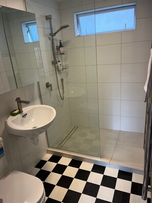 Shower, hair dryer, towels, soap - The Windsor Suite
 (New Plymouth)