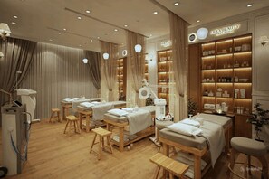 Sauna, soins corporels, massages des tissus profonds, gommages corporels