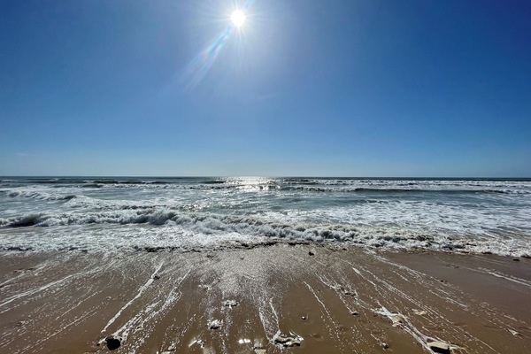 On the beach, white sand