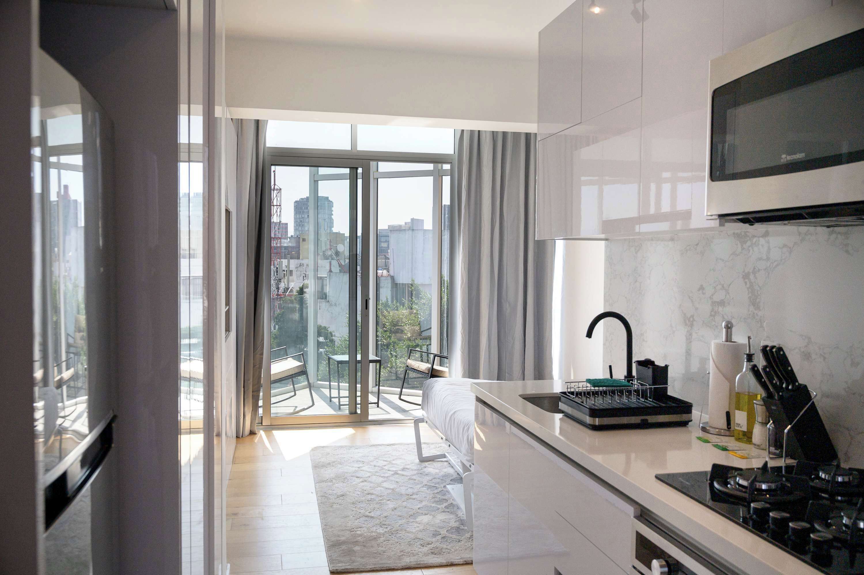 Microwave, stovetop, coffee/tea maker, toaster