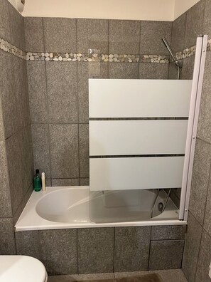 Hair dryer, soap, toilet paper