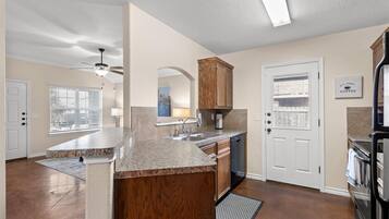 Stylish 3BR Retreat in Highly-Rated Locale | Private kitchen | Coffee/tea maker, electric kettle