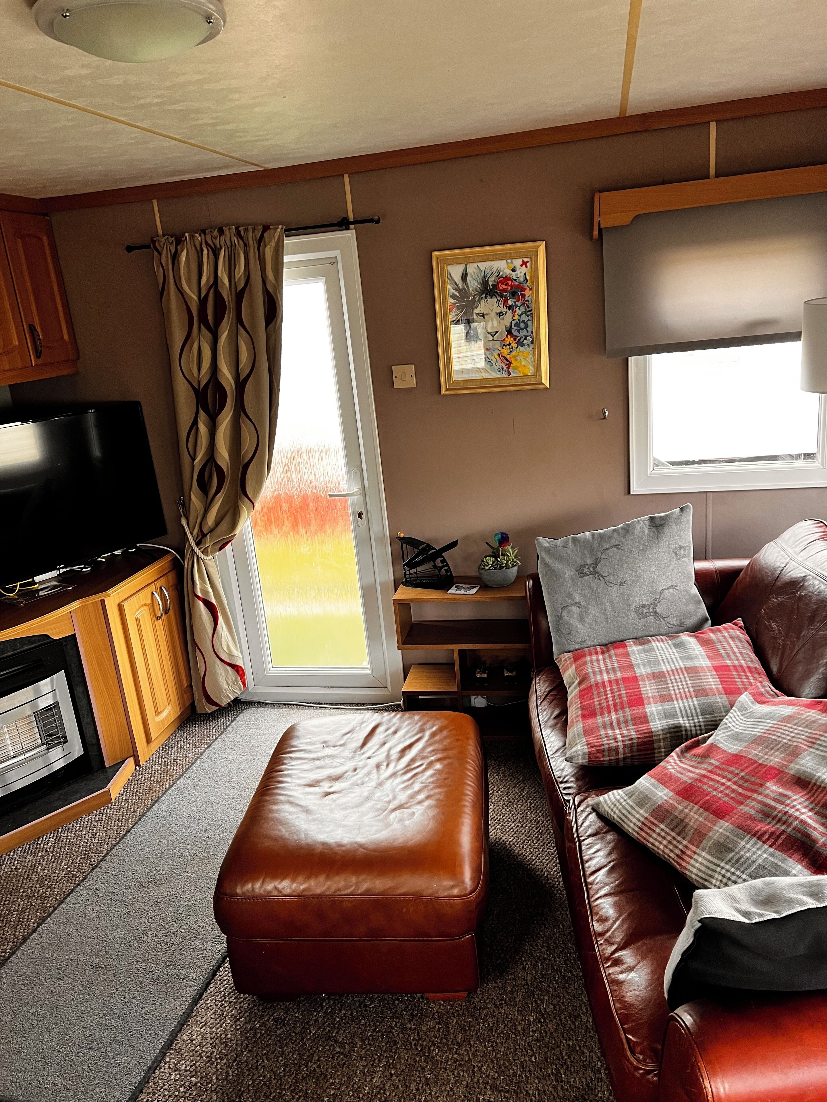 Smart TV, fireplace, DVD player