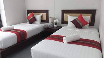 Select Comfort beds, minibar, desk, laptop workspace