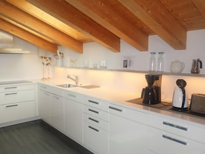 Apartment | Private kitchen - Hilltop Apartment With Valley Views (Veysonnaz)