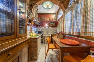 Apartment, Hill View | Private kitchen | Full-size fridge, microwave, oven, stovetop