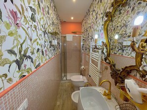 Regadera, secadora de cabello, bidet, toallas 