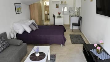 Studio (Studio Apartments) | Living room | 32-inch flat-screen TV with cable channels