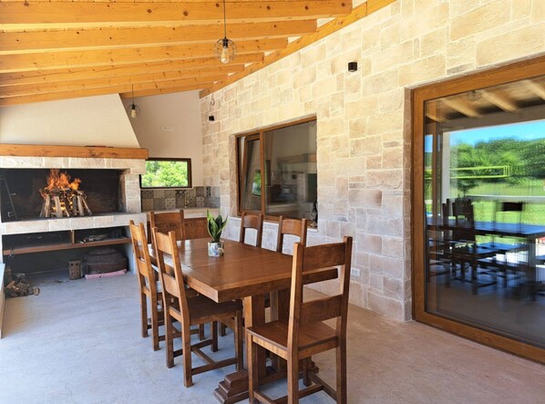 House (Three Bedroom Holiday Home) | Fireplace - Tranquil Holiday Home With Pool, Garden, and Playground in a Peaceful Countryside Setting (Sinj)