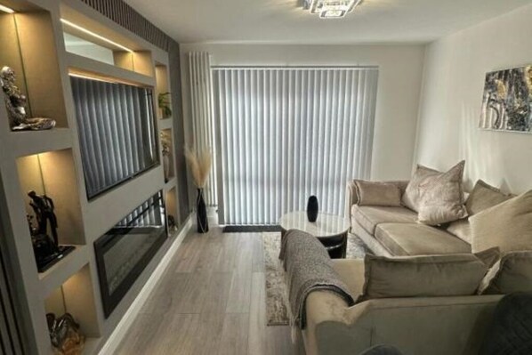 TV, fireplace