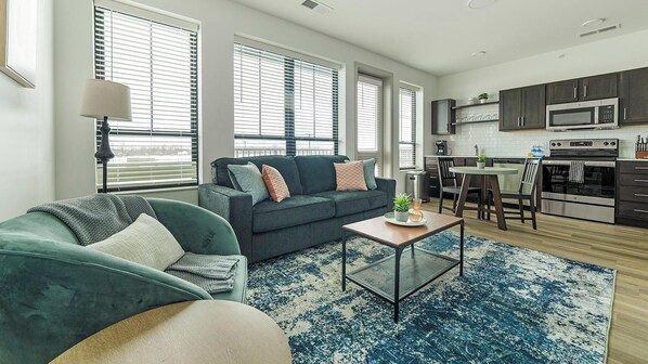 Living area - Landing | Chic 1BD, Pool, Courtyard (McCordsville)