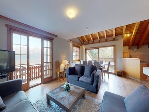 Apartment | Living area - Comfortable Apartment With Sauna (Veysonnaz)