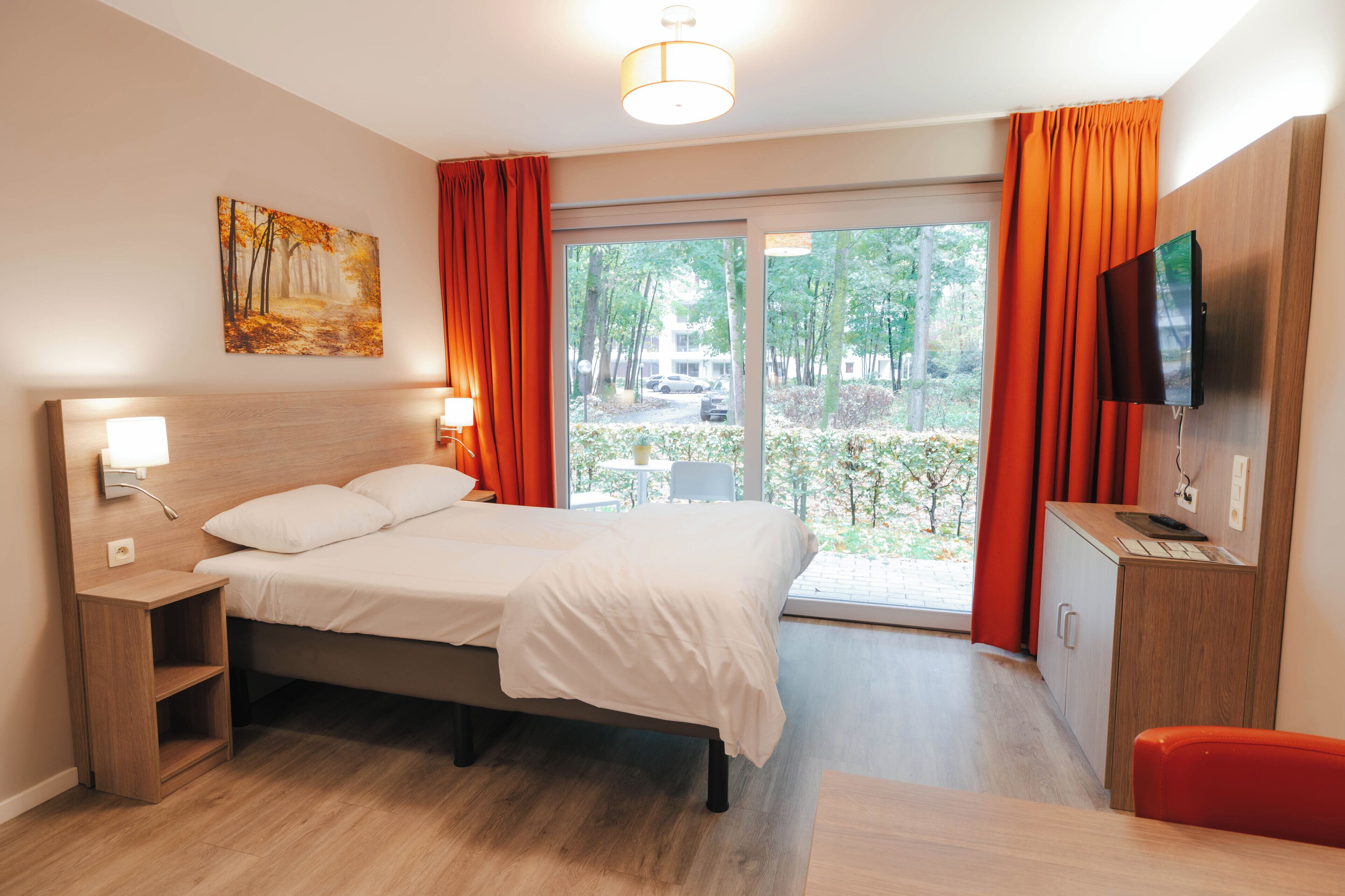 Comfort studio, balkon, uitzicht op park | Een bureau, een laptopwerkplek, geluiddichte muren, gratis wifi