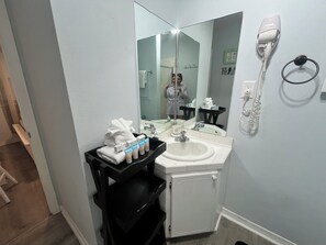 Shower, towels, toilet paper