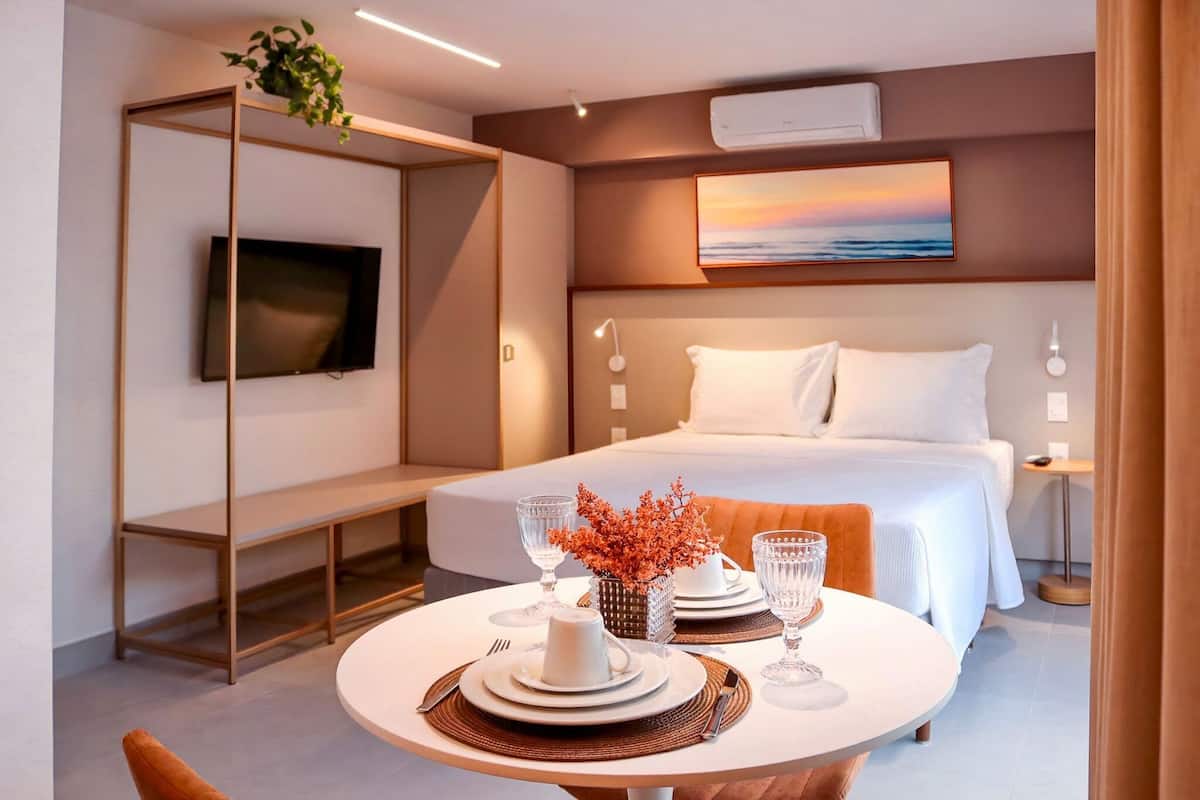 Apartamento básico | 1 quarto, Wi-Fi de cortesia, roupa de cama