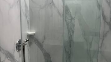 Double Room | Bathroom | Shower, hair dryer, towels, soap